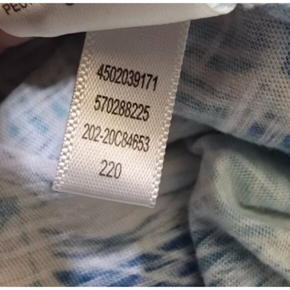 Chico's Womens sz 1 blue white floral short sleeve round neck shirt Cotton knot - Picture 10 of 10